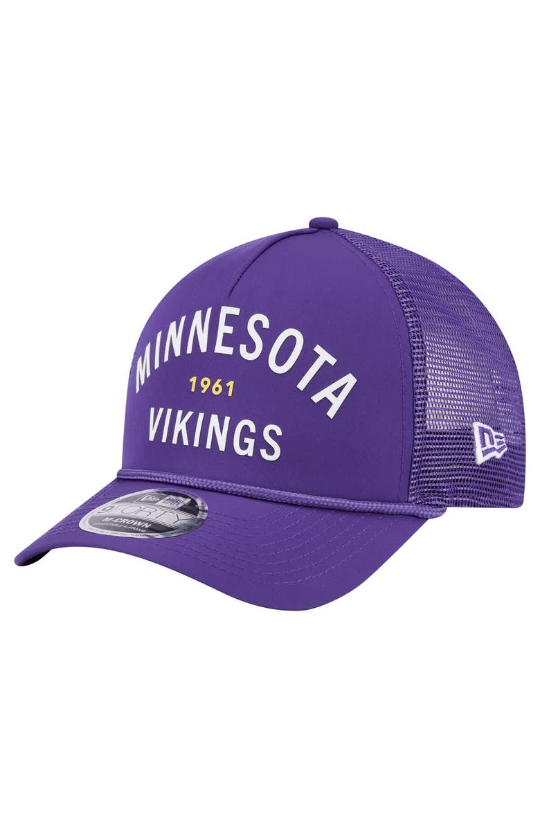 New Era Men's New Era  Purple Minnesota Vikings Active Minimalist M-Crown A-Frame 9FORTY Adjustable Hat, Main, color, 