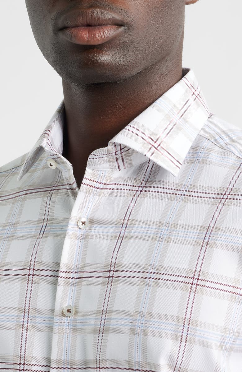 1863 by Eterna Modern Fit Plaid Non-Iron Cotton Dress Shirt, Alternate, color, Light Brown
