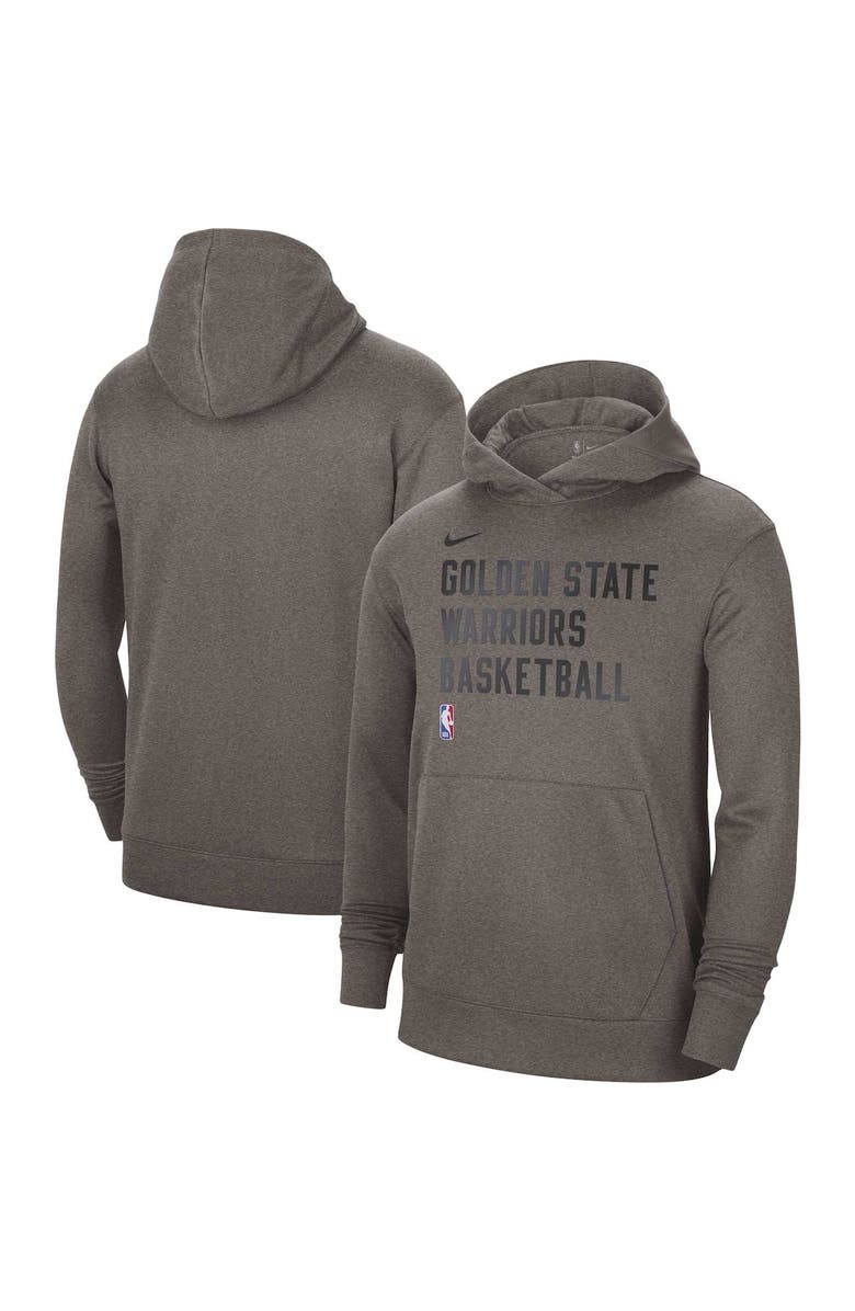 Nike Unisex Nike Olive Golden State Warriors 2023/24 Performance Spotlight On-Court Practice Pullover Hoodie, Main, color, Heather Gray
