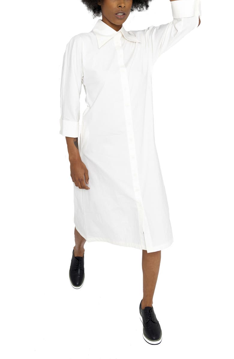 Dai Moda Oversize Long Sleeve Stretch Organic Cotton Shirtdress, Alternate, color,