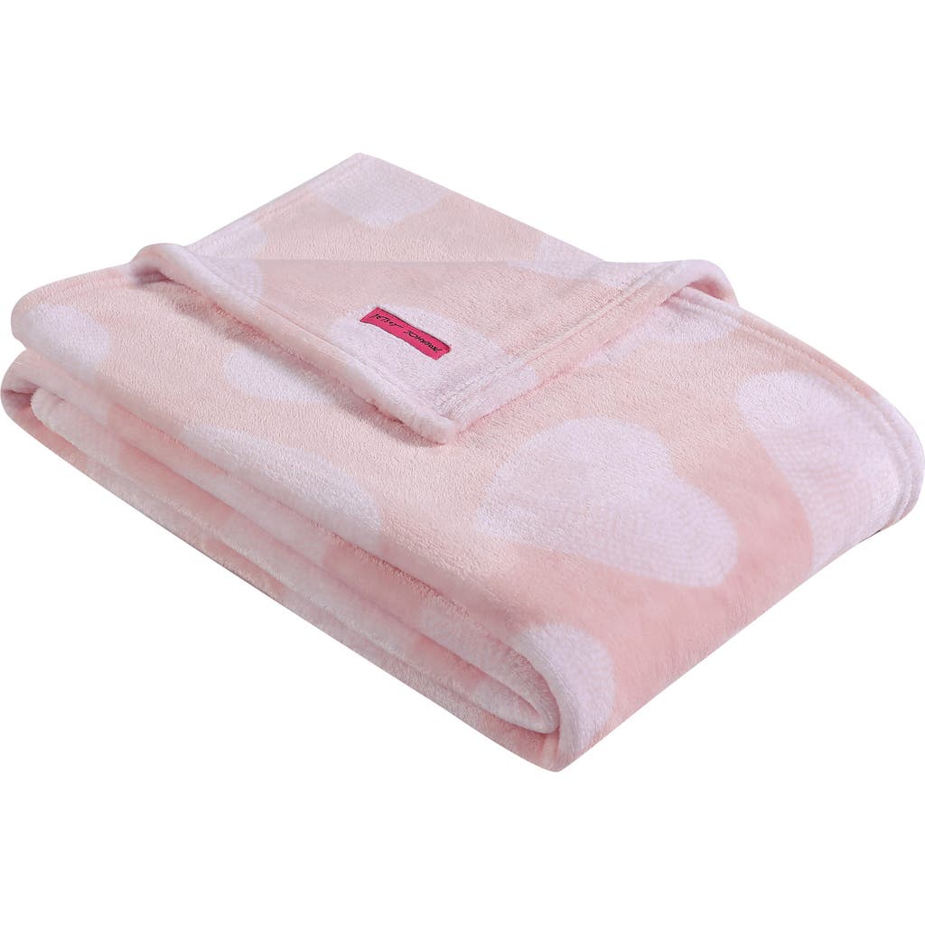 Betsey Johnson Dotted Heart Throw Blanket In Light Pastel Pink