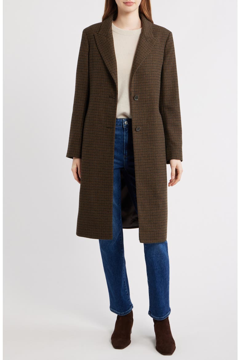 Wool Blend Tweed Coat, Main, color, FORREST/ BLACK MINI