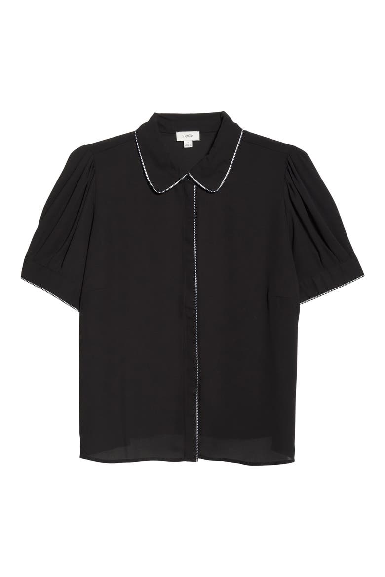 Georgette Button-Up Top, Alternate, color, RICH BLACK