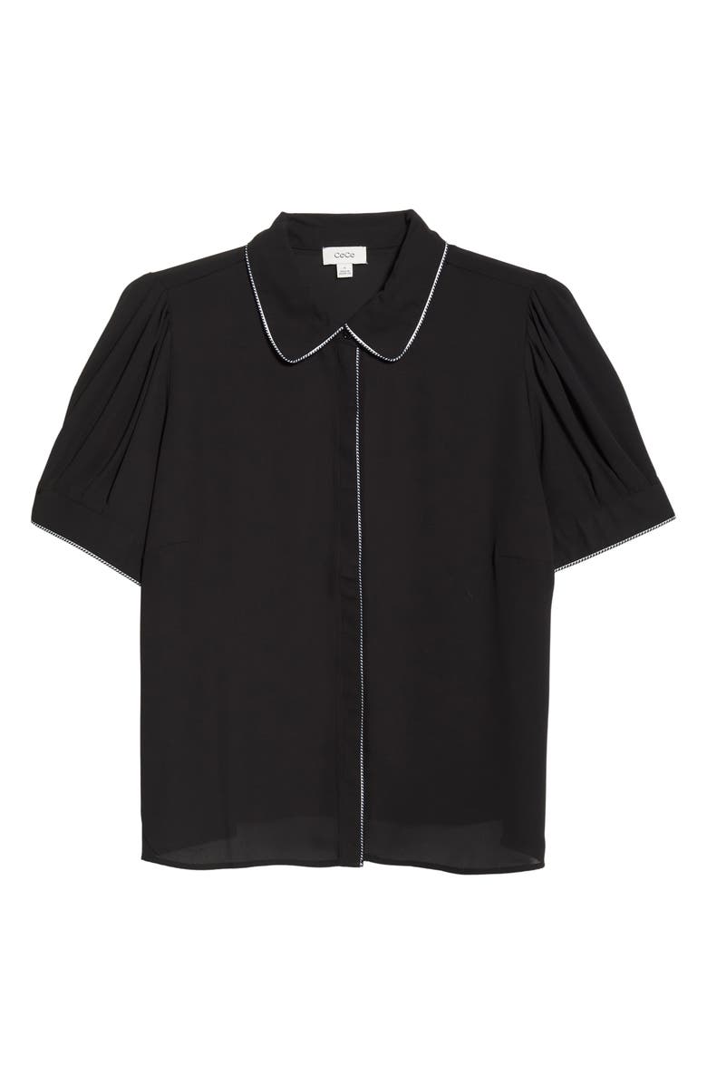 CeCe Georgette Button-Up Top, Main, color, Rich Black