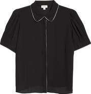 CeCe Georgette Button-Up Top