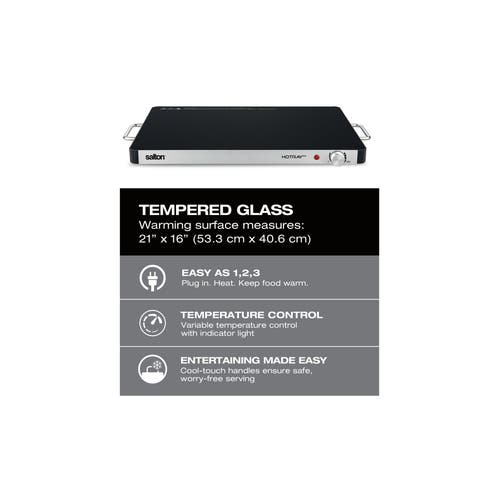 Salton Hotray Xl Tempered Glass Warming Tray In Black