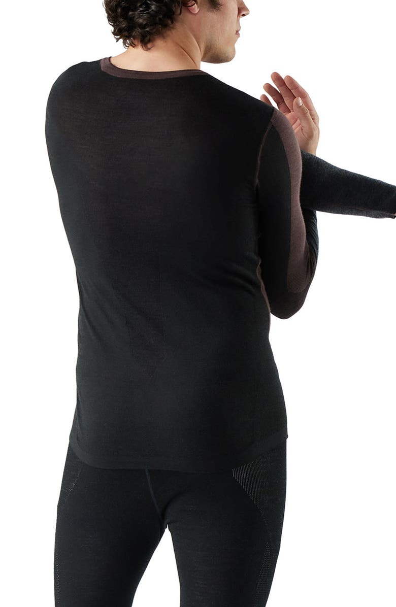 Smartwool Intraknit<sup>™</sup> Thermal Merino Base Layer Colorblock Crewneck Long Sleeve Shirt, Alternate, color, Mink-Black