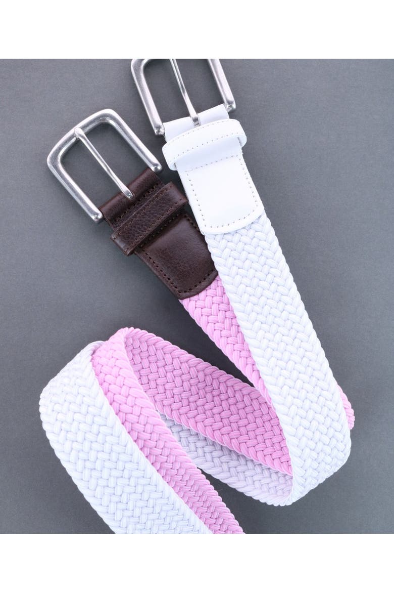 Riverside Solid Stretch Weave Belt, Alternate, color, White