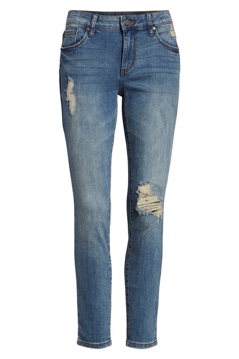 Distressed Skinny Jeans, Alternate, color, LIGHT WASH