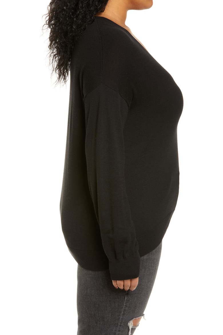 V-Neck Sweater, Alternate, color, BLACK