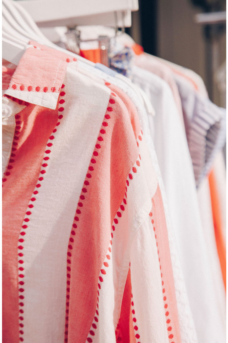 Positano Shirt Dress Cover-Up, Alternate, color, Pink Stripes with Dots