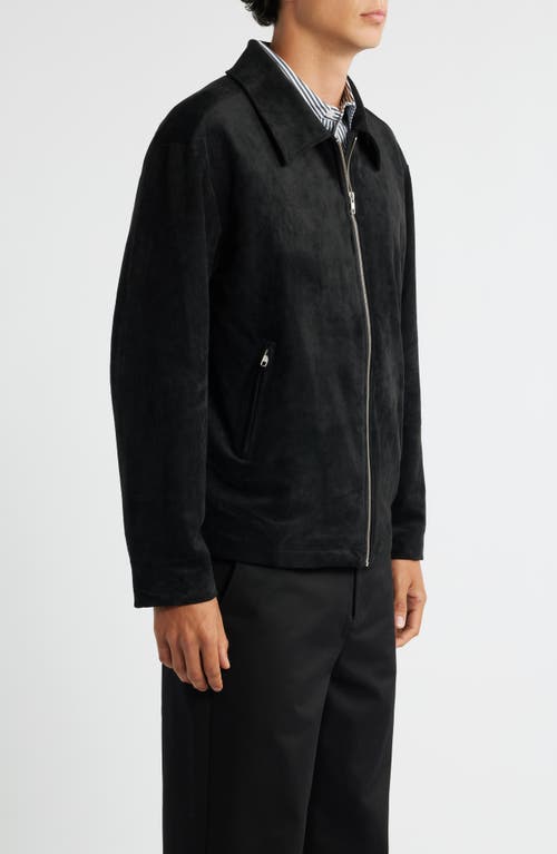 Krost University Faux Suede Jacket In Black