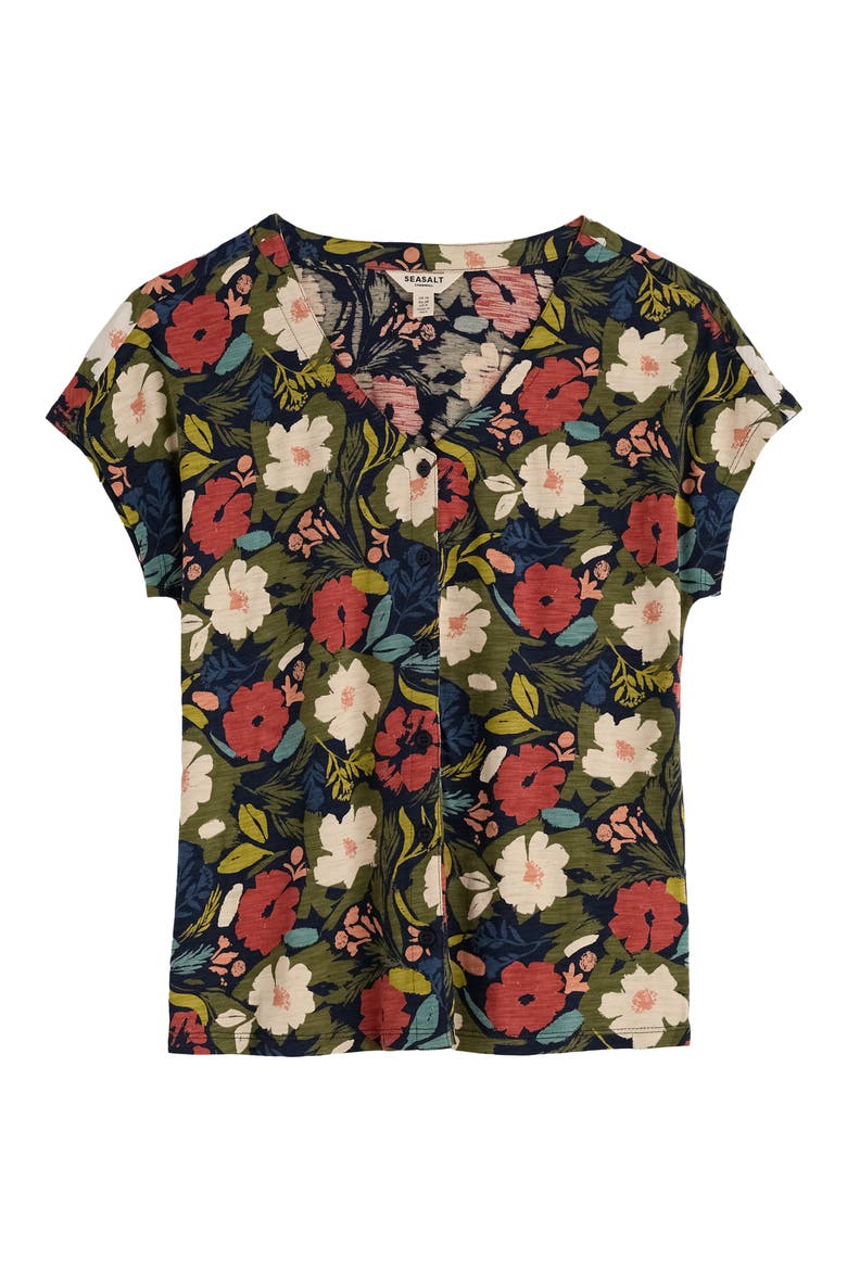 Studio Glass Organic Cotton Button-Up Top, Alternate, color, SUMMER SHADOWS MIX