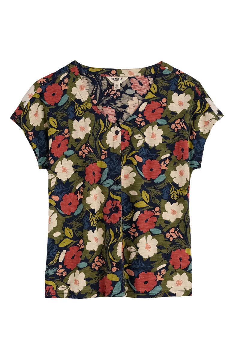 Seasalt Cornwall Studio Glass Organic Cotton Button-Up Top, Alternate, color, Summer Shadows Mix