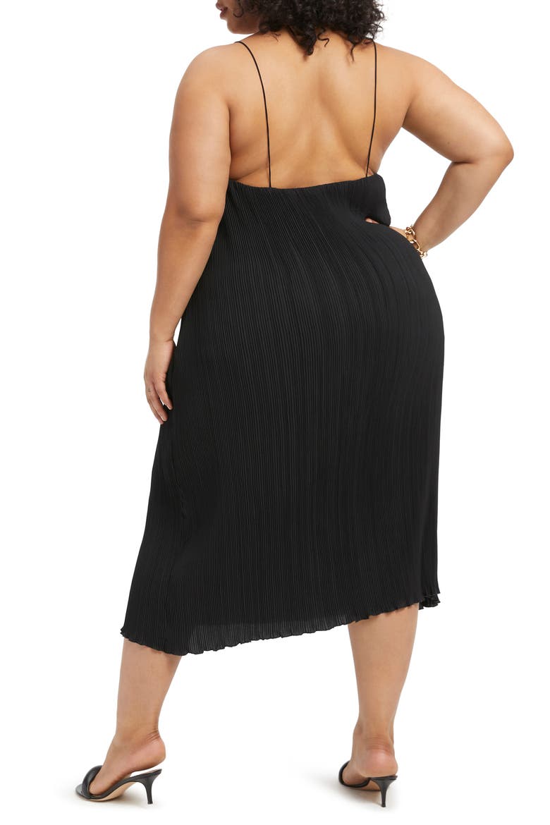 Plissé Midi Dress, Alternate, color, BLACK001