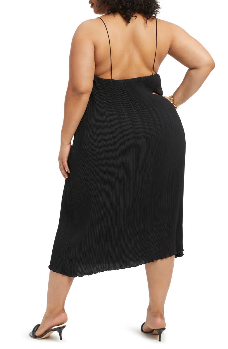 Good American Plissé Midi Dress, Alternate, color, 