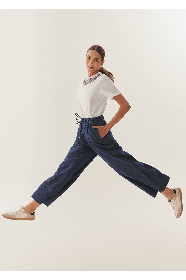 Esmeralda Drawstring Palazzo Pants, Alternate, color, INDIGO