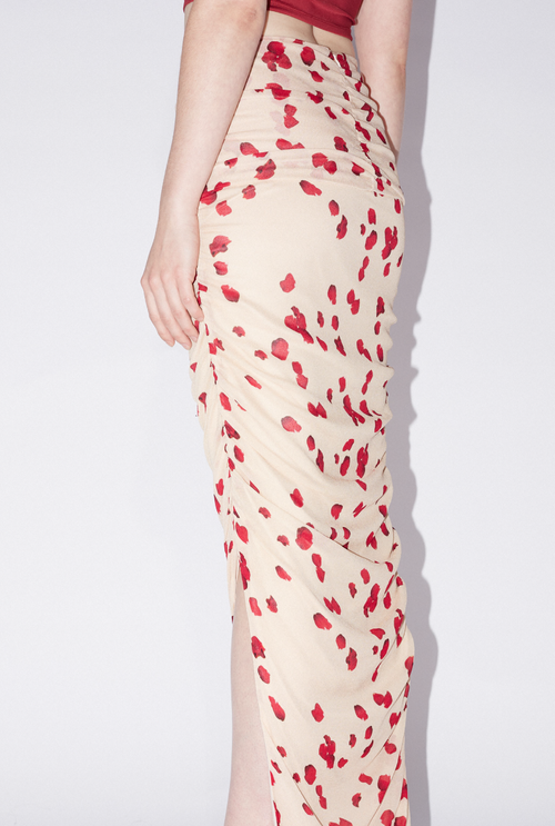 Saemdi Rose Chiffon Skirt In Nude Rose