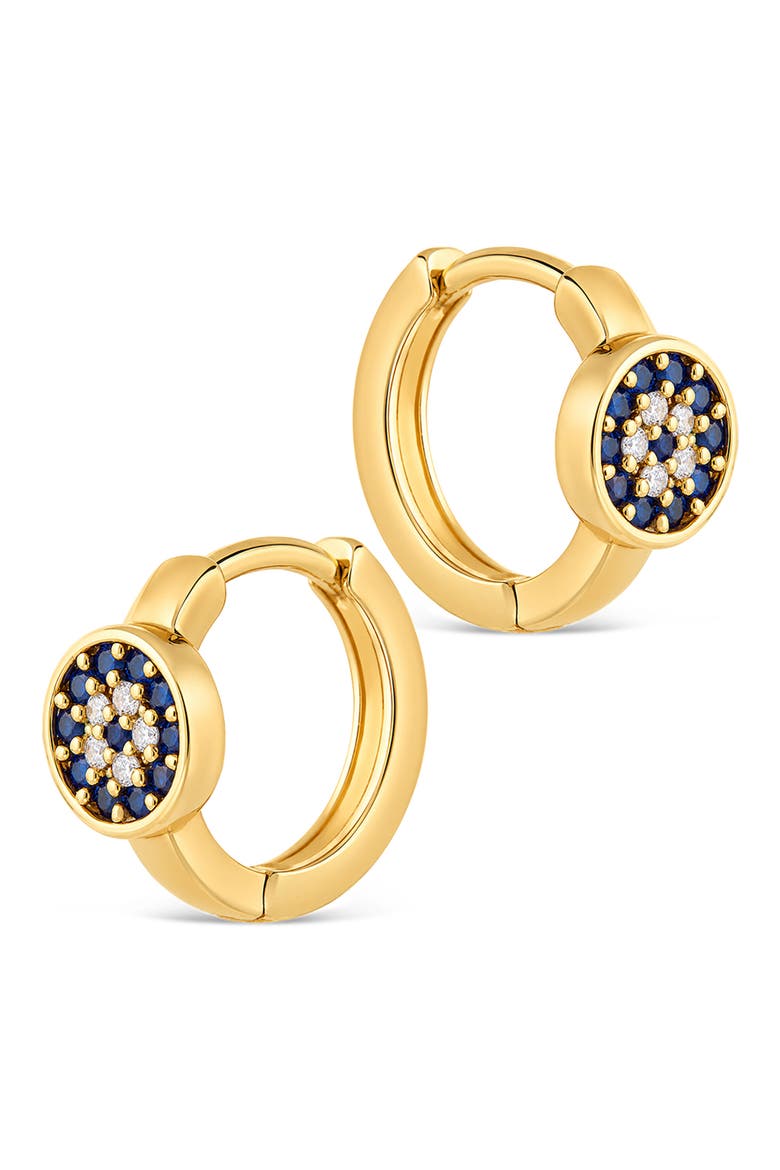 Evil Eye Cubic Zirconia Huggie Hoop Earrings, Alternate, color, GOLD
