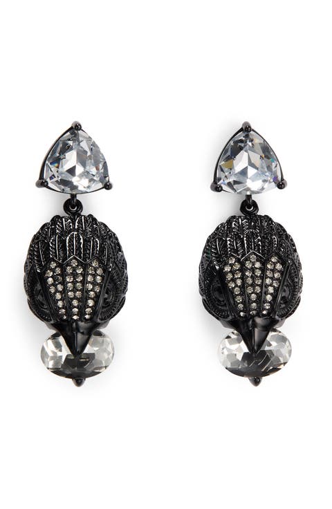 Eagle Head Crystal Drop Earrings