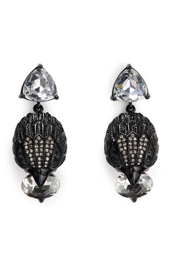 Kurt Geiger London Eagle Head Crystal Drop Earrings In Multi