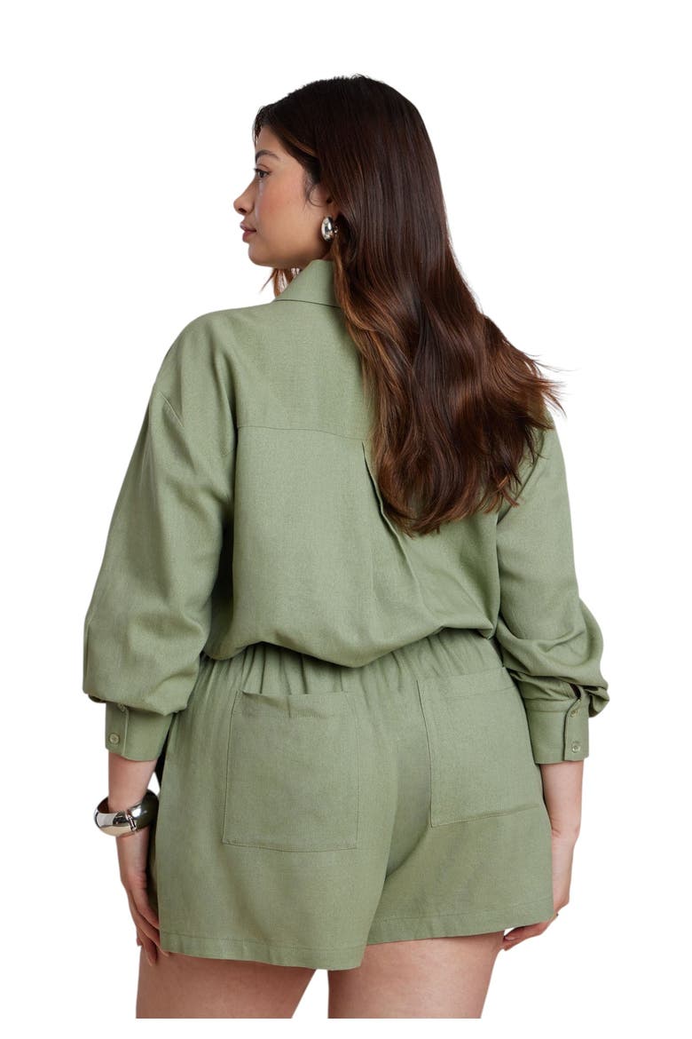 Waist Tie Linen Button Up Shirt, Alternate, color, IGUANA