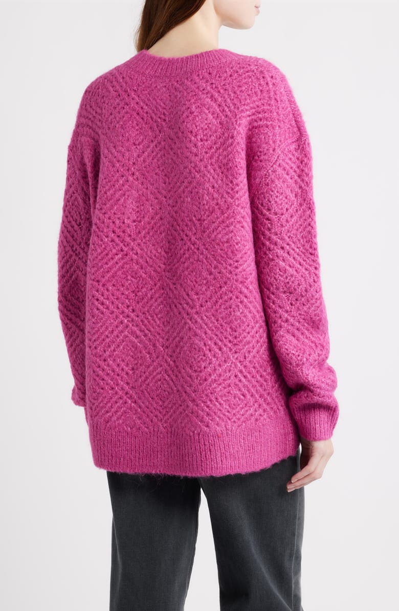 Treasure & Bond Diamond Stitch V-Neck Sweater, Alternate, color, Pink Fuchsia