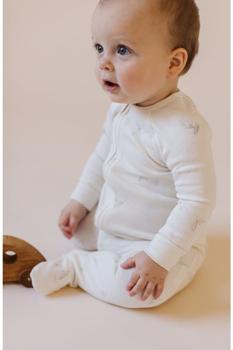 Stork Zip Oganic Cotton Footie, Alternate, color, IVORY