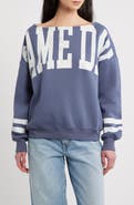 Vinyl Icons Game Day Off the Shoulder Graphic Sweatshirt