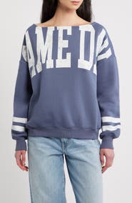 Vinyl Icons Game Day Off the Shoulder Graphic Sweatshirt