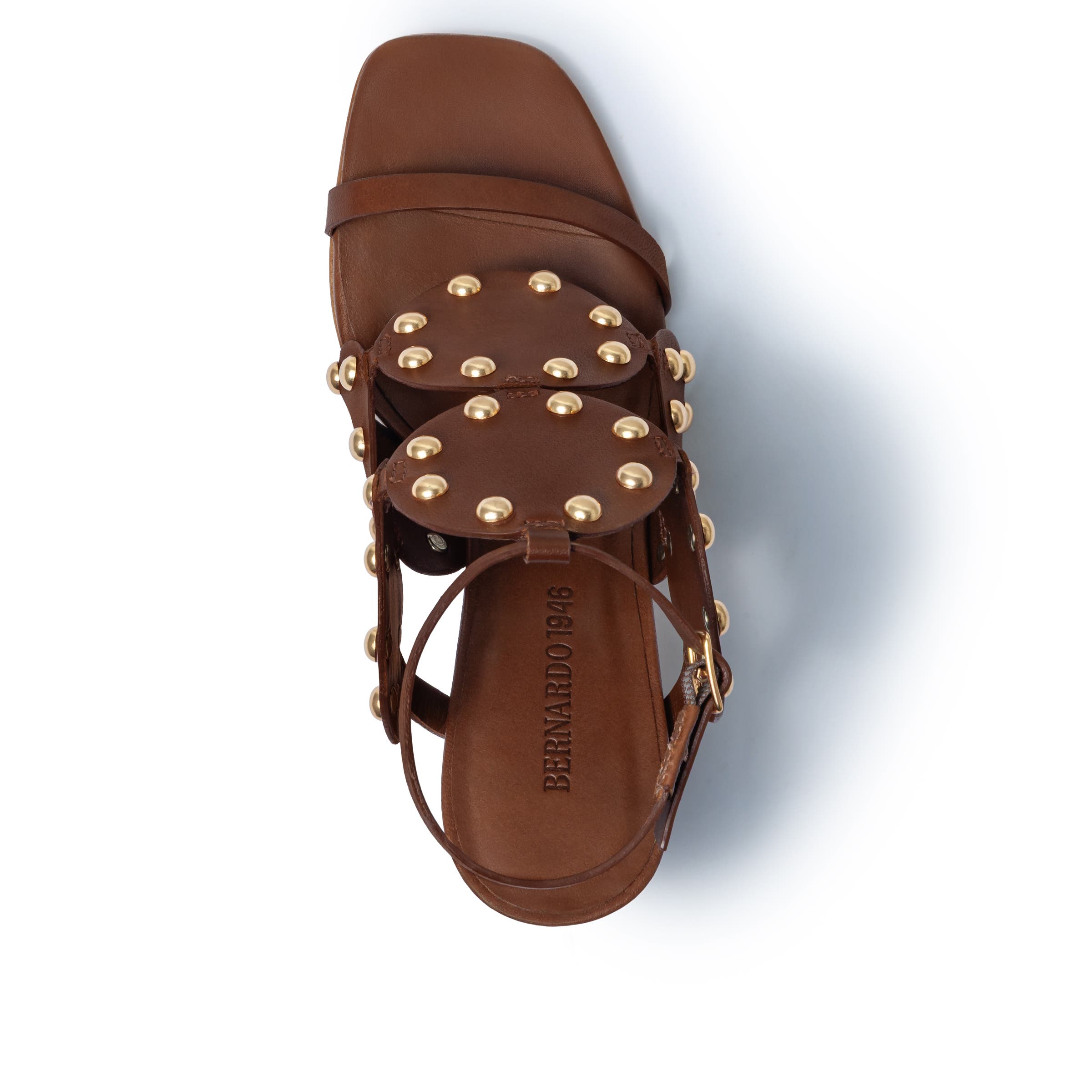 Bernardo 1946 Footwear New Moon 75 Studded Heeled Sandal, Alternate, color, Saddle