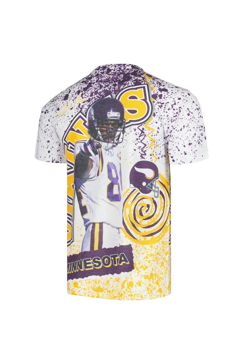 Men's Mitchell & Ness Randy Moss White Minnesota Vikings Retired Player Name & Number Burst T-Shirt, Alternate, color, White