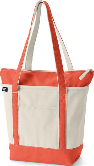 Lands' End Zip Top Long Handle Canvas Tote Bag | Nordstrom