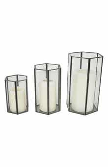 UMA Set of 3 Modern Metal Lantern Candle Holders