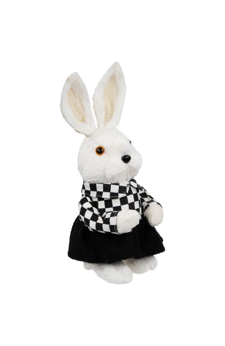 Northlight Girl Easter Rabbit Figurine in Checkered Dress -10", Alternate, color, Black