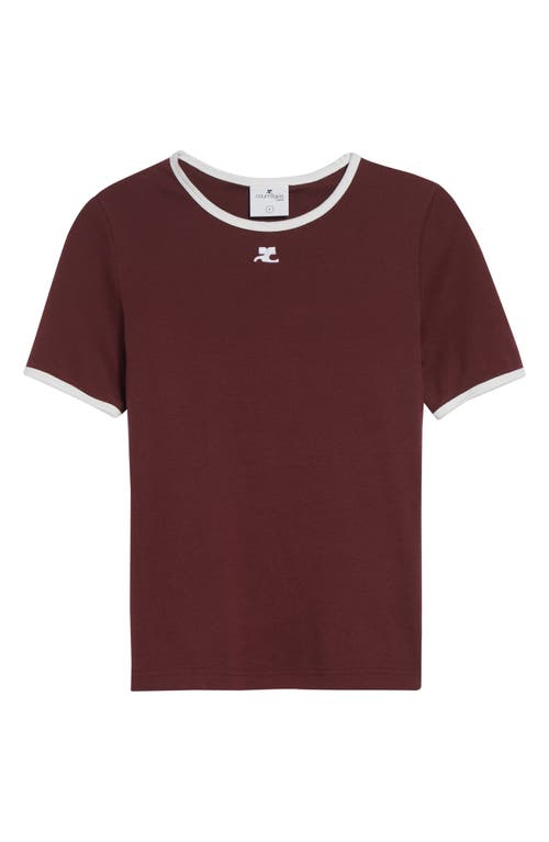 Courrèges Courreges Women Cotton T-shirt With Contrasting Trim In Brown