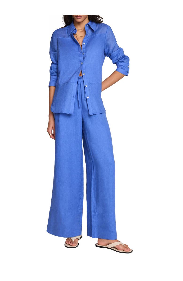 MINT VELVET Linen Drawstring Wide Leg Trousers, Main, color, Blue