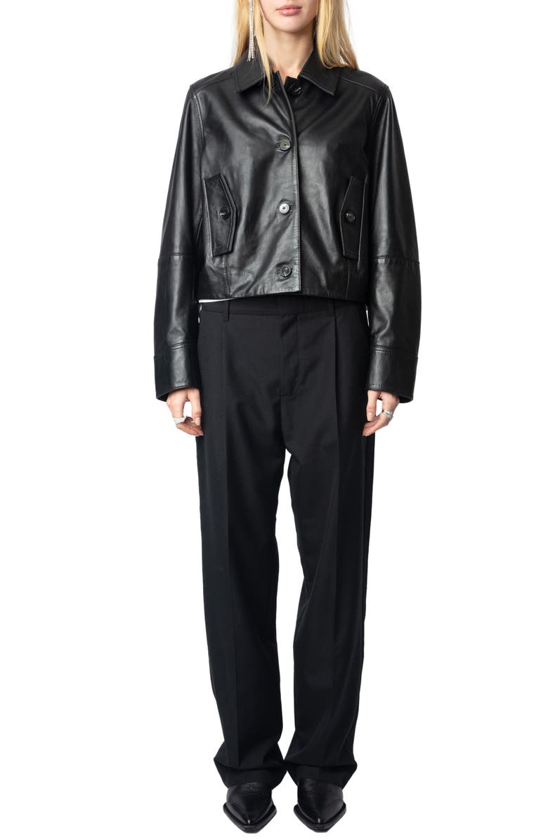 Zadig & Voltaire Liston Leather Crop Jacket, Alternate, color, 