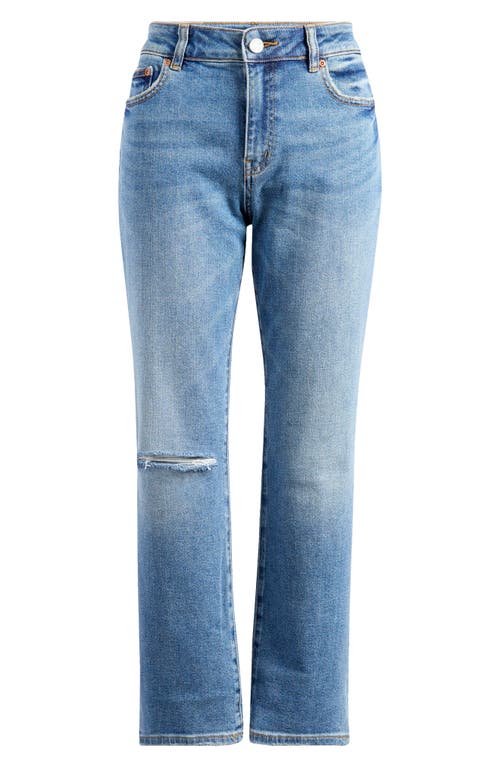 Purple Brand Ripped Crop Wide Leg Jeans In Mid Indigo