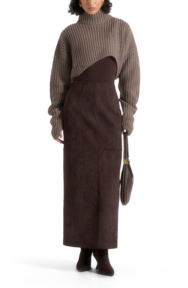 Manière De Voir Celie Suede Maxi Skirt, Alternate, color, Brown