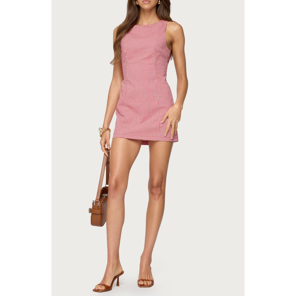 Edikted Macee Gingham Sleeveless Romper In Pink
