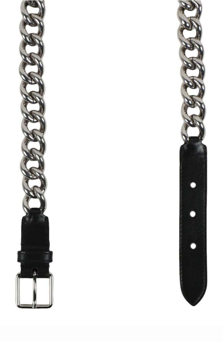 Alexander McQueen Puma Chain Trim Leather Belt, Alternate, color, 