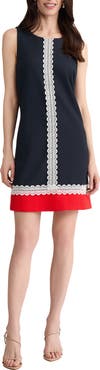 Jones New York Lace Trim Colorblock Shift Dress