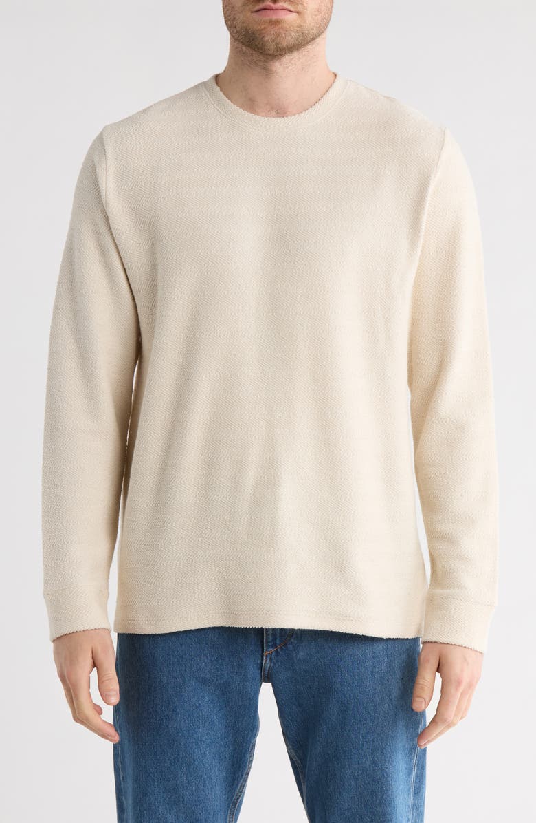 Vince Herringbone Cotton French Terry Sweatshirt, Main, color, Bone