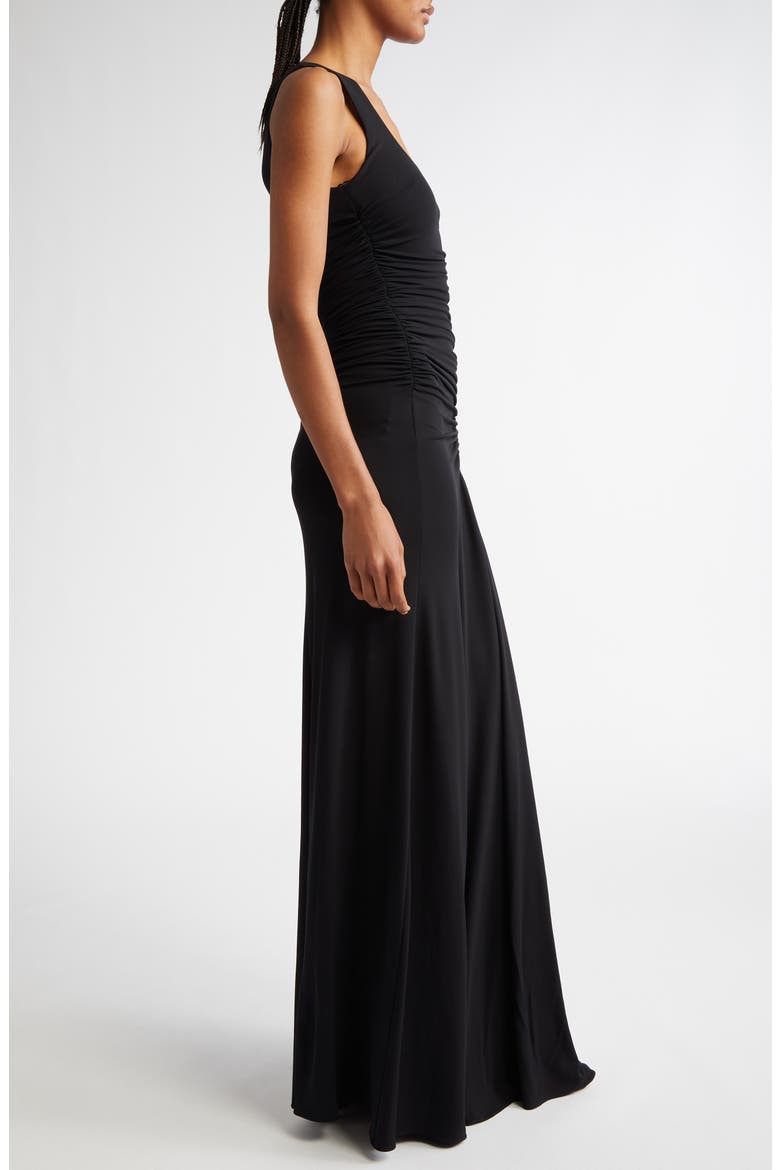 Ruched Jersey Sleeveless Gown, Alternate, color, BLACK