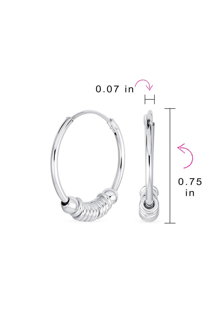 Bali Boho Ring Huggie Hoop Earrings, Alternate, color, SILVER