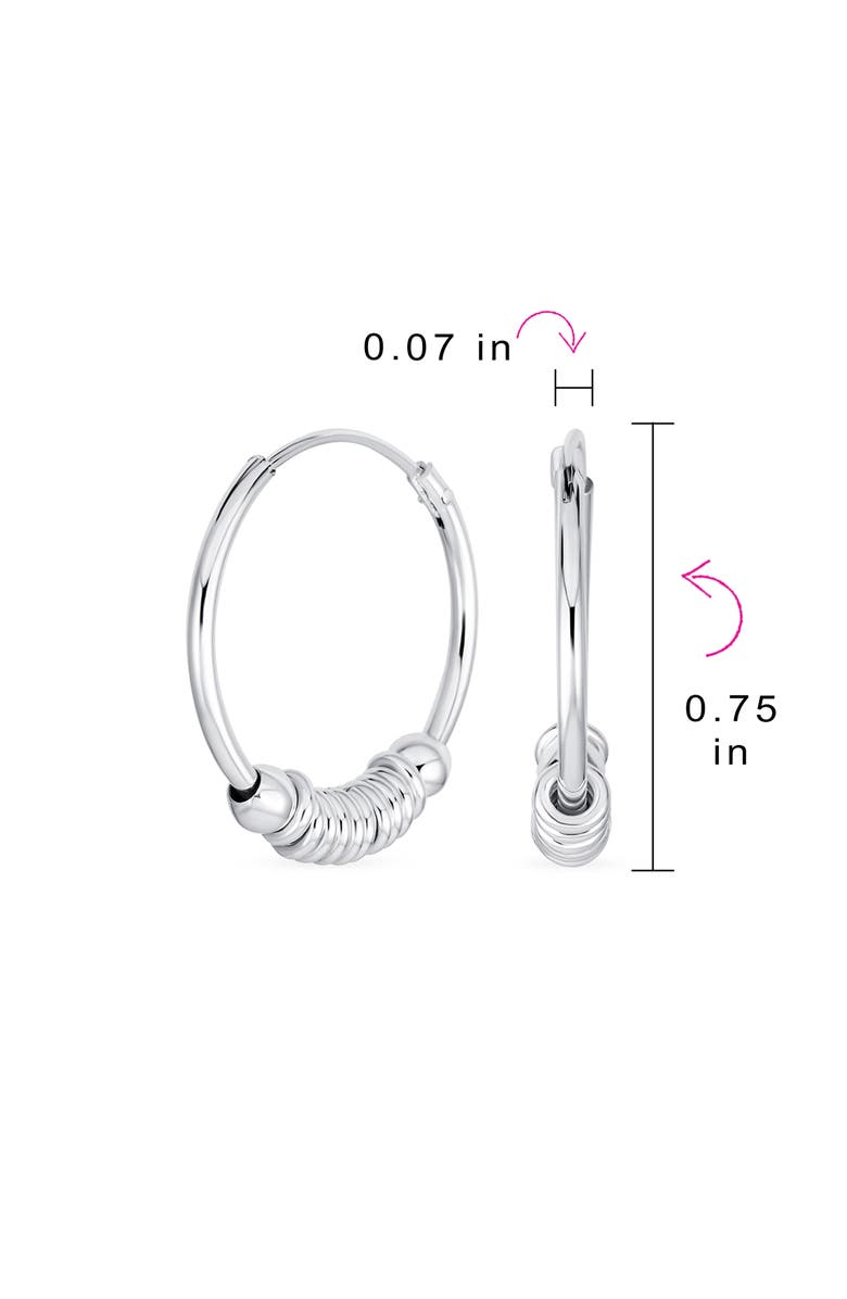 BLING JEWELRY Bali Boho Ring Huggie Hoop Earrings, Alternate, color, Silver