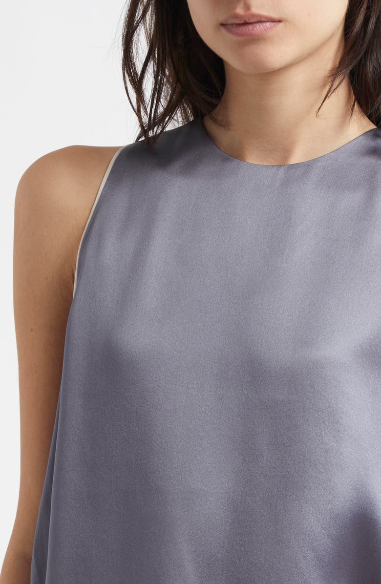 Eleventy Sleeveless Silk Charmeuse Top, Alternate, color, Dust And Sand