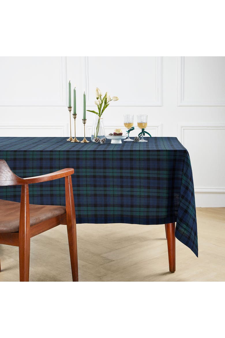 Linen Tablecloth - Blackwatch Plaid, Main, color, Blue and Green