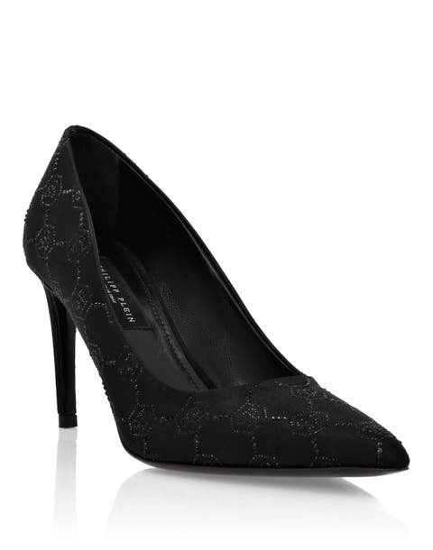 Satin Decollete Mid Heels Strass Monogram Women
